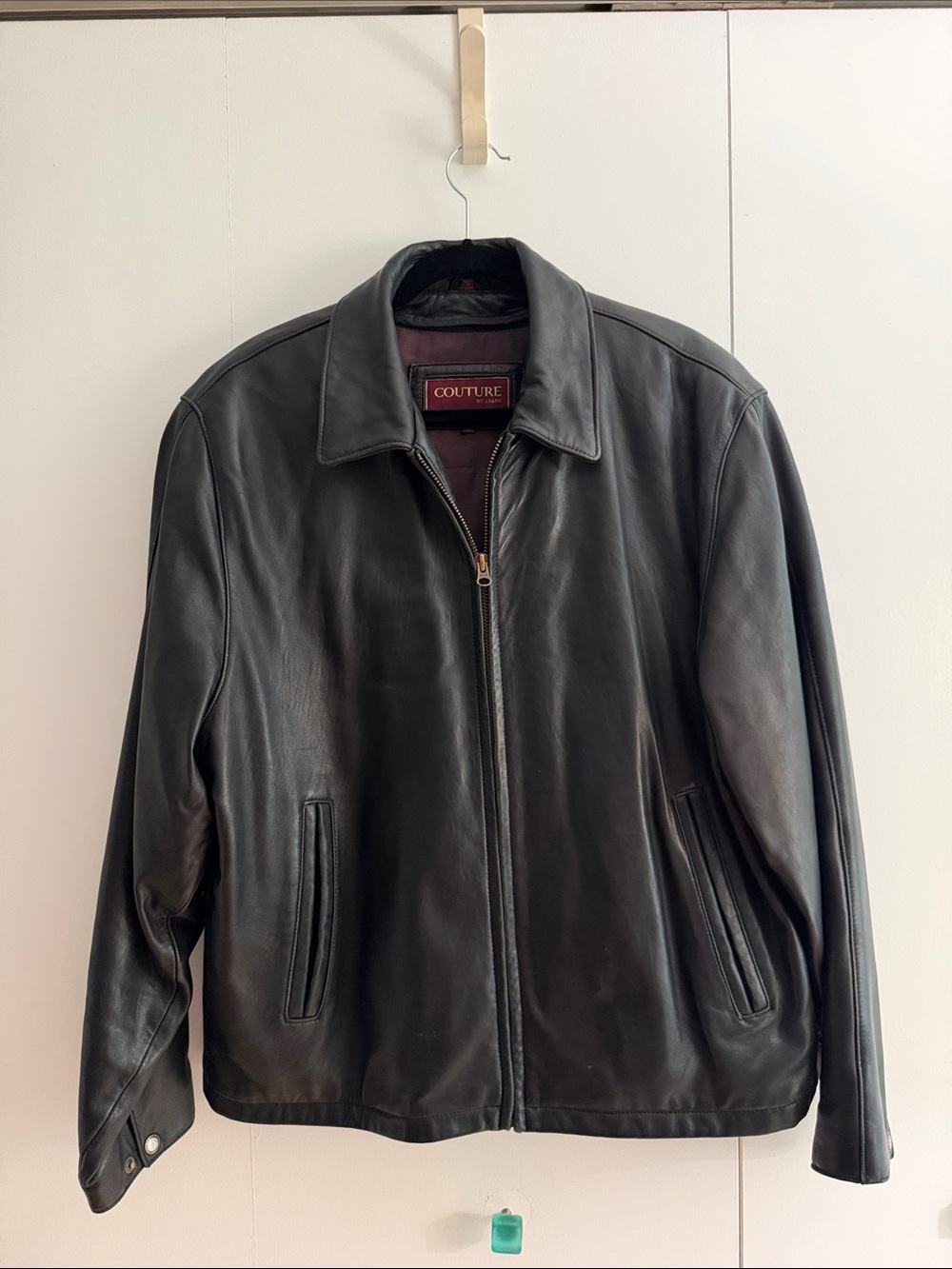Men's Couture by J. Park Black Leather Bomber Jacket